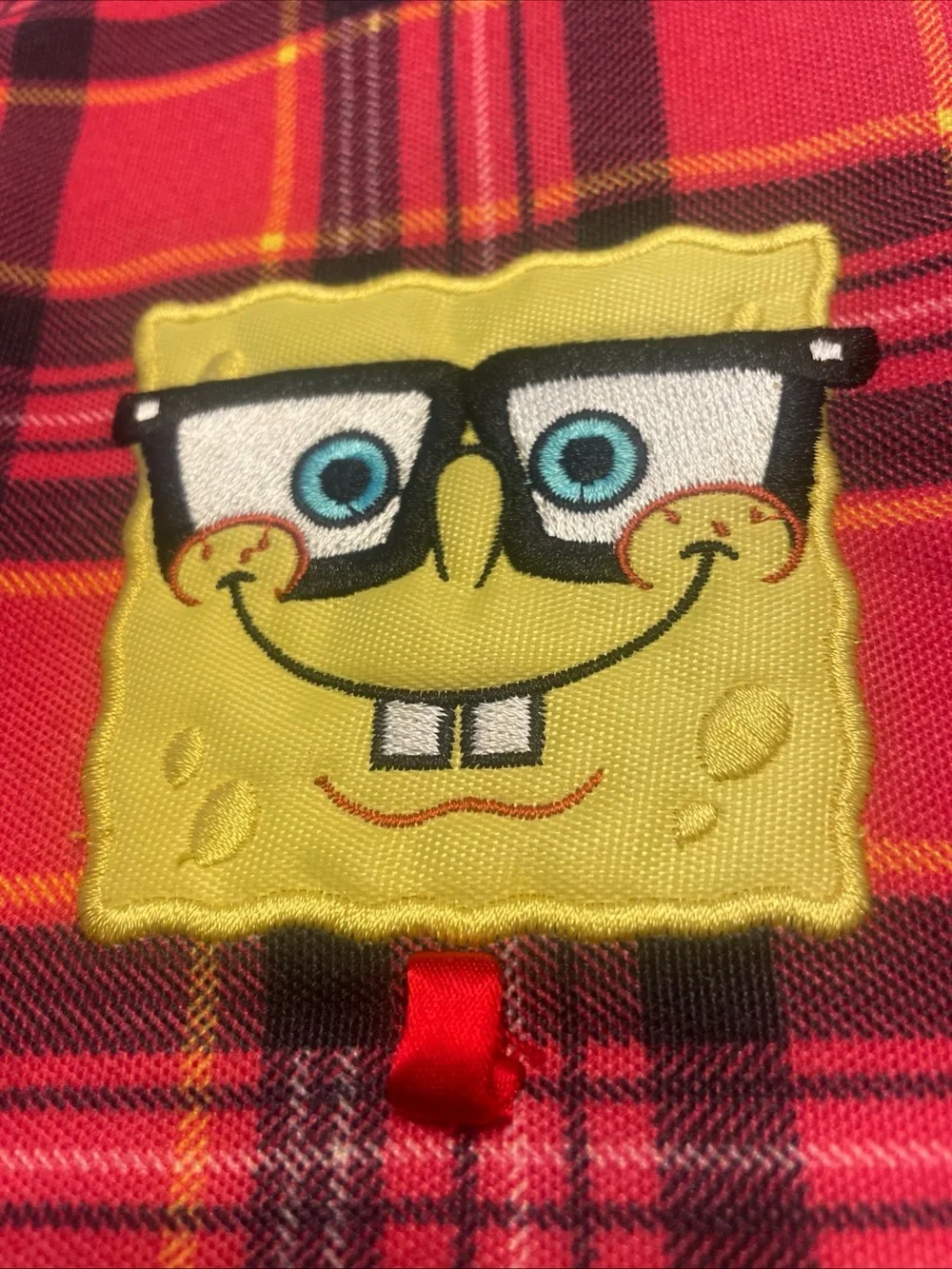 Rare SpongeBob SquarePants Messenger Bag. Nickelodeon. Red/Black Plaid Crossbody